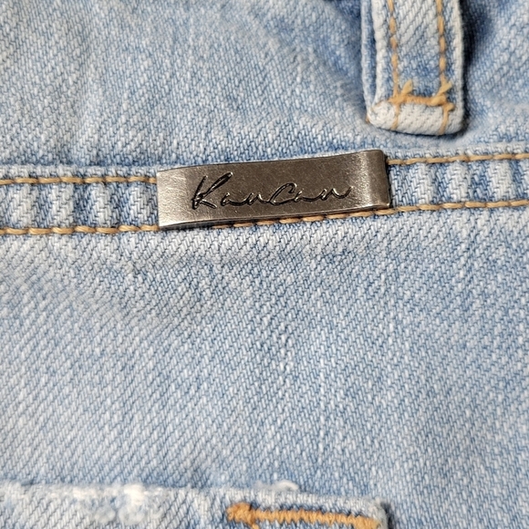 KanCan Jeans Size 9/28 32X27 Blue Boyfriend Mom Light Wash Distressed Ripped - Picture 5 of 13